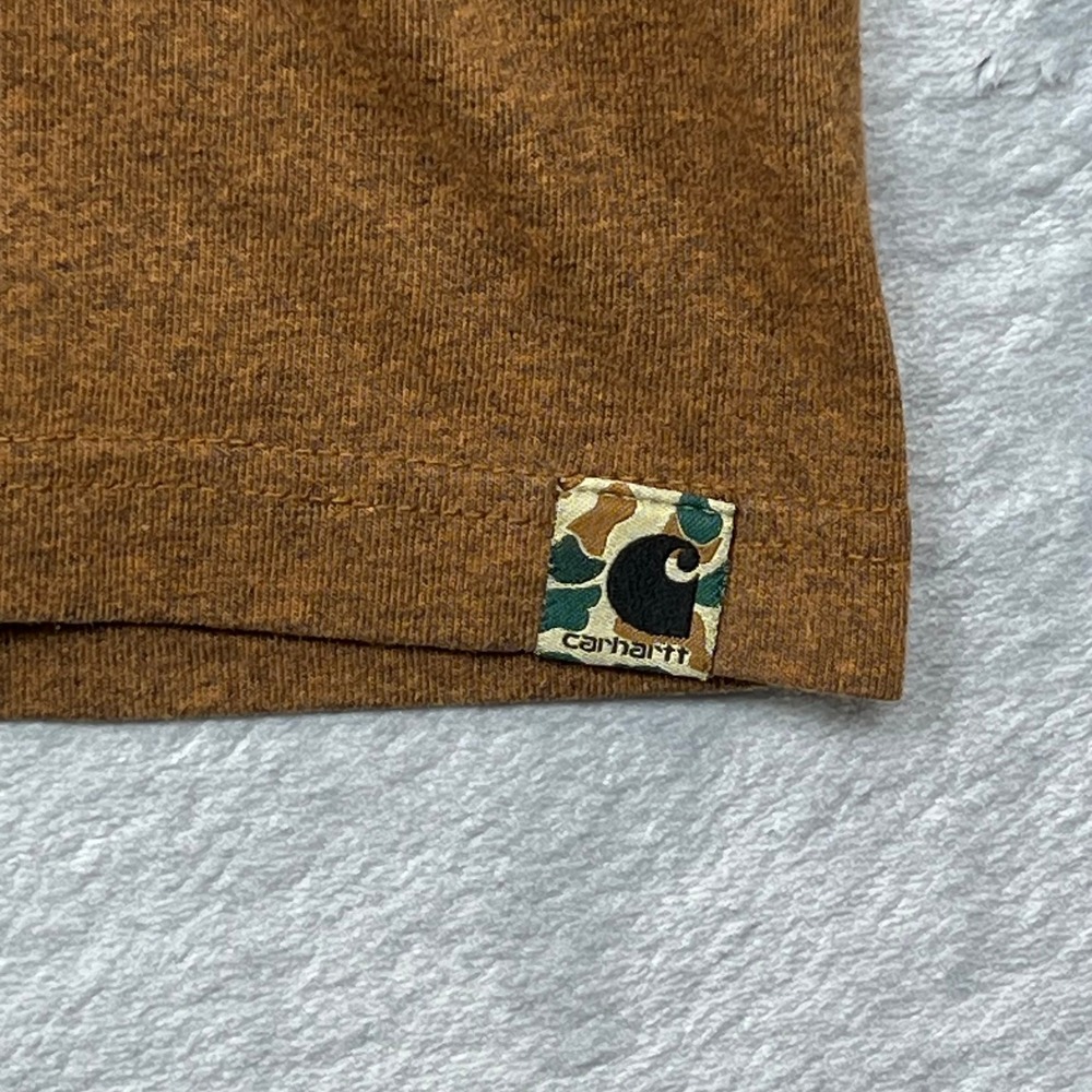 Carhartt Long Sleeve Shirt Mens L Brown Frog Camo Logo Relaxed Fit Graphic Tee - Picture 8 of 12